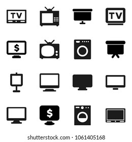 Flat vector icon set - presentation vector, board, monitor dollar, tv, washer