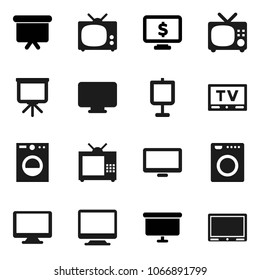 Flat vector icon set - presentation vector, board, monitor dollar, tv, washer