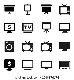 Flat vector icon set - presentation vector, board, monitor dollar, tv, washer