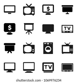 Flat vector icon set - presentation vector, board, monitor dollar, tv, washer