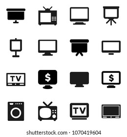 Flat vector icon set - presentation vector, board, monitor dollar, tv, washer