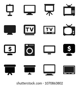 Flat vector icon set - presentation vector, board, monitor dollar, tv, washer