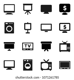 Flat vector icon set - presentation vector, board, monitor dollar, tv, washer