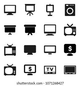 Flat vector icon set - presentation vector, board, monitor dollar, tv, washer