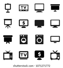 Flat vector icon set - presentation vector, board, monitor dollar, tv, washer