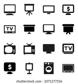Flat vector icon set - presentation vector, board, monitor dollar, tv, washer