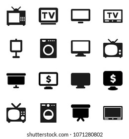 Flat vector icon set - presentation vector, board, monitor dollar, tv, washer