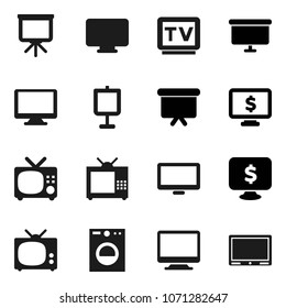 Flat vector icon set - presentation vector, board, monitor dollar, tv, washer