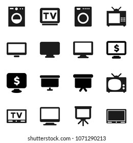 Flat vector icon set - presentation vector, board, monitor dollar, tv, washer