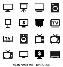Flat vector icon set - presentation vector, board, monitor dollar, tv, washer