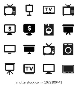 Flat vector icon set - presentation vector, board, monitor dollar, tv, washer