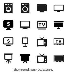 Flat vector icon set - presentation vector, board, monitor dollar, tv, washer
