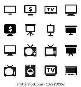 Flat vector icon set - presentation vector, board, monitor dollar, tv, washer