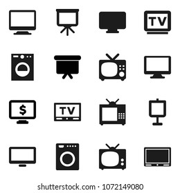 Flat vector icon set - presentation vector, board, monitor dollar, tv, washer