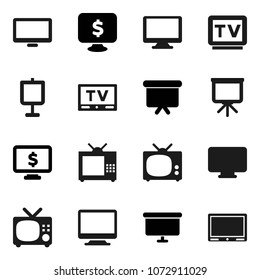 Flat vector icon set - presentation vector, board, monitor dollar, tv