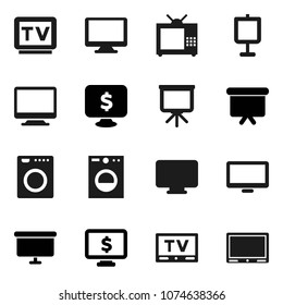 Flat vector icon set - presentation vector, board, monitor dollar, tv, washer