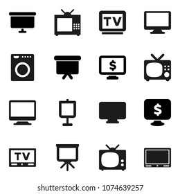 Flat vector icon set - presentation vector, board, monitor dollar, tv, washer