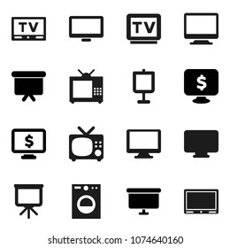 Flat vector icon set - presentation vector, board, monitor dollar, tv, washer