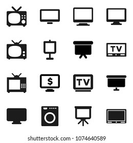Flat vector icon set - presentation vector, board, monitor dollar, tv, washer