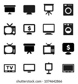 Flat vector icon set - presentation vector, board, monitor dollar, tv, washer