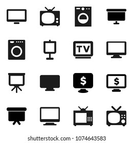 Flat vector icon set - presentation vector, board, monitor dollar, tv, washer