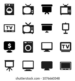Flat vector icon set - presentation vector, board, monitor dollar, tv, washer