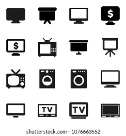 Flat vector icon set - presentation vector, board, monitor dollar, tv, washer