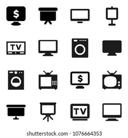 Flat vector icon set - presentation vector, board, monitor dollar, tv, washer