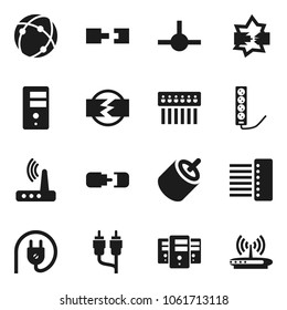 Flat vector icon set - rca vector, connect, connection, disconnection, server, hub, router, power plug, multi socket