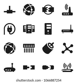 Flat vector icon set - rca vector, connect, connection, network, server, hub, router, disconnection, power plug