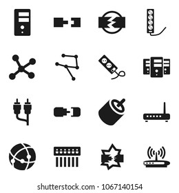 Flat vector icon set - rca vector, connection, network, disconnection, server, hub, multi socket, router