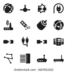 Flat vector icon set - rca vector, connect, connection, network, disconnection, server, hub, router, power plug, multi socket