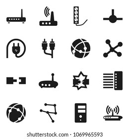 Flat vector icon set - rca vector, connect, connection, network, disconnection, server, hub, router, power plug, multi socket