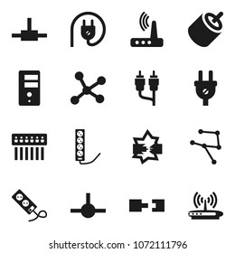 Flat vector icon set - rca vector, connect, network, disconnection, server, hub, router, connection, power plug, multi socket