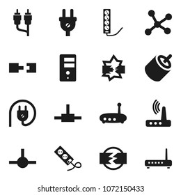 Flat vector icon set - rca vector, connect, network, disconnection, server, router, connection, power plug, multi socket