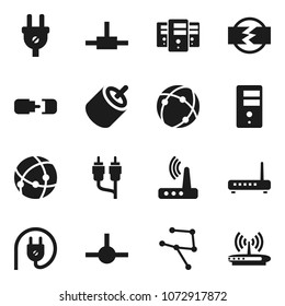 Flat vector icon set - rca vector, connect, connection, network, server, router, disconnection, power plug