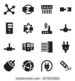 Flat vector icon set - rca vector, connect, connection, network, disconnection, server, hub, router, power plug, multi socket