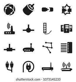 Flat vector icon set - rca vector, connect, connection, network, disconnection, server, hub, router, power plug, multi socket