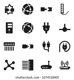 Flat vector icon set - rca vector, connect, connection, network, disconnection, server, hub, router, power plug, multi socket