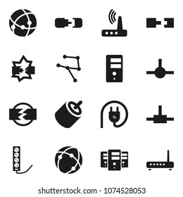 Flat vector icon set - rca vector, connect, connection, network, disconnection, server, router, power plug, multi socket