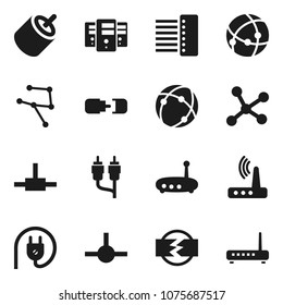 Flat vector icon set - rca vector, connect, connection, network, server, hub, router, disconnection, power plug