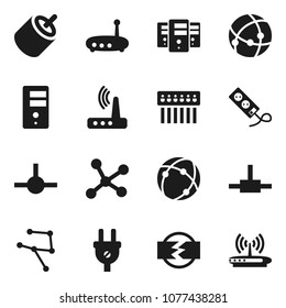 Flat vector icon set - rca vector, connect, connection, network, server, hub, router, disconnection, power plug, multi socket