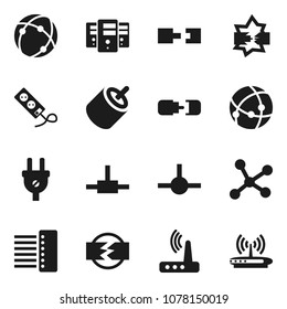 Flat vector icon set - rca vector, connect, connection, network, disconnection, server, hub, router, power plug, multi socket