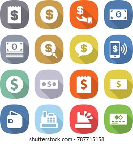 flat vector icon set - receipt vector, dollar, investment, money, arrow, message, phone pay, coin, wallet, cashbox, credit card