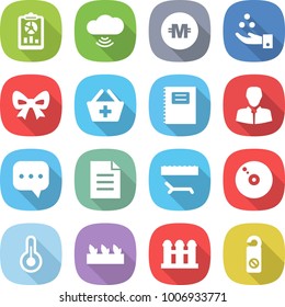 flat vector icon set - report vector, cloud wireless, crypto currency, chemical industry, bow, add to basket, copybook, client, sms, document, lounger, cd, thermometer, seedling, grain elevator