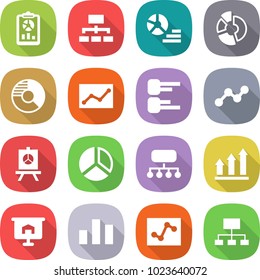 flat vector icon set - report vector, hierarchy, diagram, circle, statistics, graph, presentation, structure, up, chart, analytics