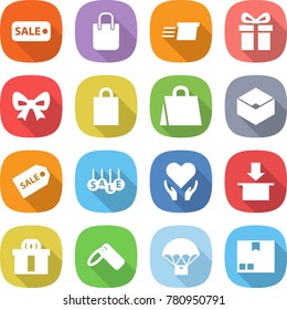 flat vector icon set - sale vector, shopping bag, delivery, gift, bow, box, label, health care, package, hi quality, parachute