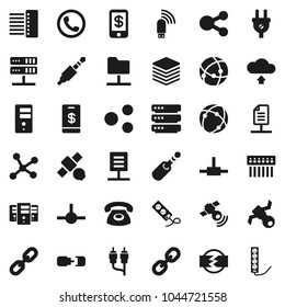 Flat vector icon set - satellite vector, satellitie, link, rca, jack, connect, connection, network, folder, server, big data, hub, usb modem, share, cloud upload, chain, document, disconnection