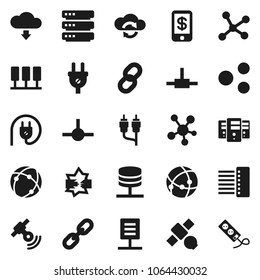 Flat vector icon set - satellite vector, satellite, social media, rca, connect, connection, network, server, disconnection, cloud exchange, big data, hub, share, download, chain, document, tap pay