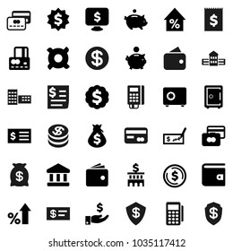 Flat vector icon set - school building vector, bank, dollar coin, credit card, wallet, percent growth, money bag, piggy, investment, check, receipt, medal, safe, monitor, any currency, reader